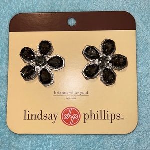 Lindsay Phillips Switch Flops “ Brianna White Gold” Black Rhinestone Silver